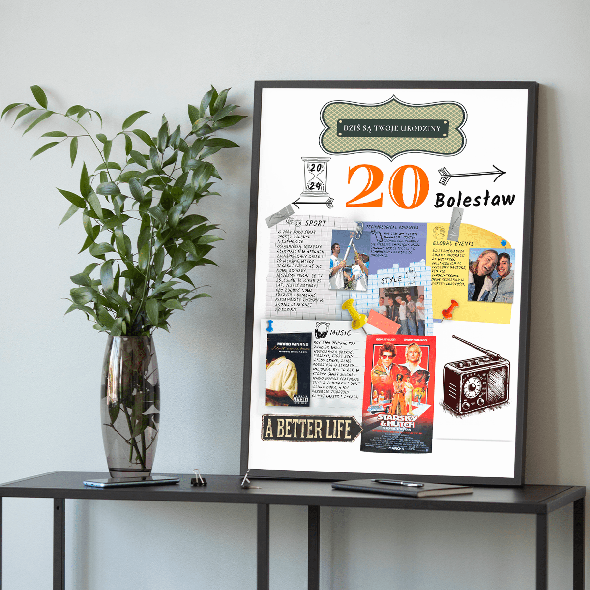 Wyjątkowy dzień 20 urodzin - plakat, spersonalizowany prezent na urodziny - Adamell.pl