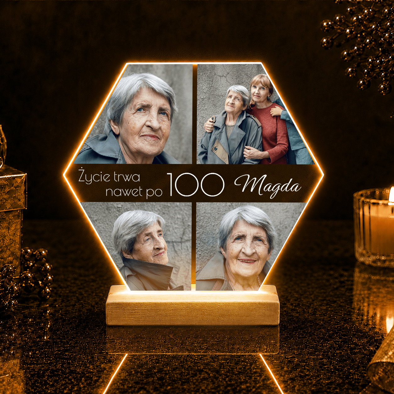 Z okazji 100. urodzin - Druk na szkle, spersonalizowany prezent dla babci - Adamell.pl