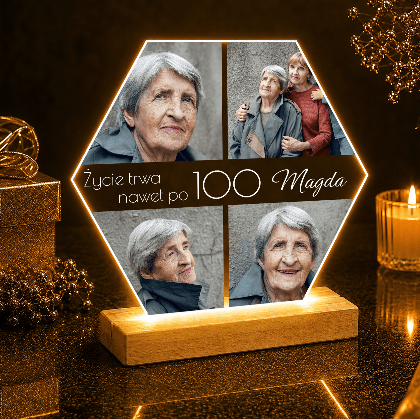 Z okazji 100. urodzin - Druk na szkle, spersonalizowany prezent dla babci - Adamell.pl