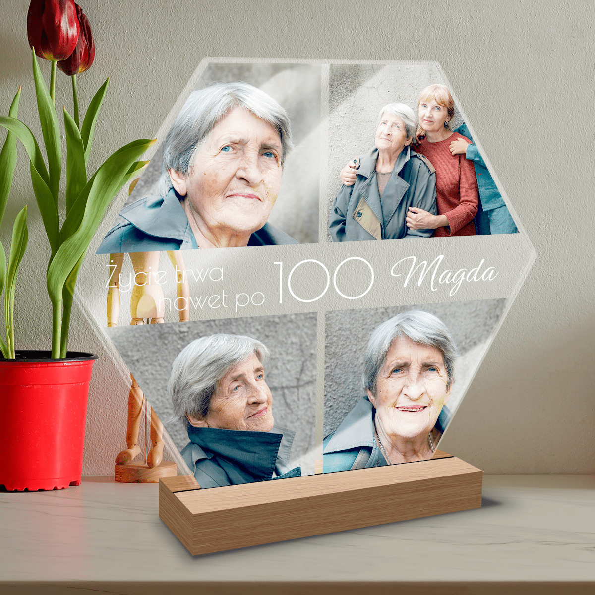 Z okazji 100. urodzin - Druk na szkle, spersonalizowany prezent dla babci - Adamell.pl