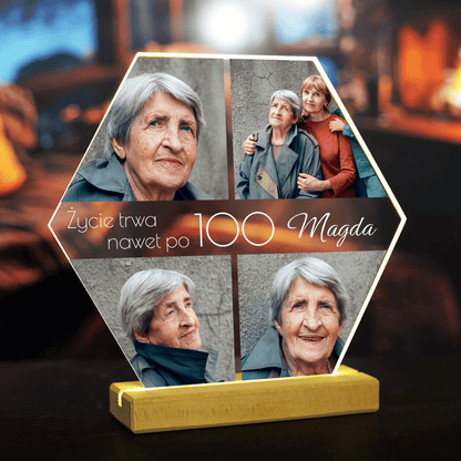 Z okazji 100. urodzin - Druk na szkle, spersonalizowany prezent dla babci - Adamell.pl