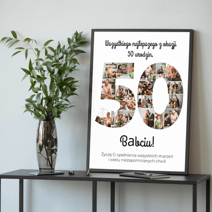 Z okazji 50 urodzin - plakat, spersonalizowany prezent dla babci - Adamell.pl
