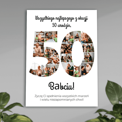Z okazji 50 urodzin - plakat, spersonalizowany prezent dla babci - Adamell.pl