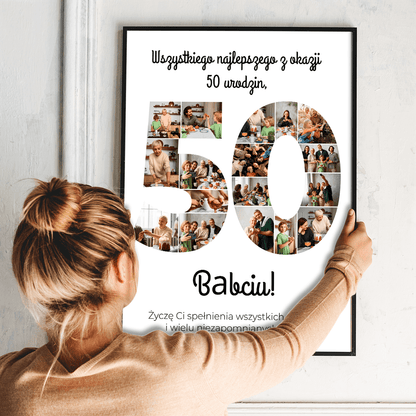 Z okazji 50 urodzin - plakat, spersonalizowany prezent dla babci - Adamell.pl