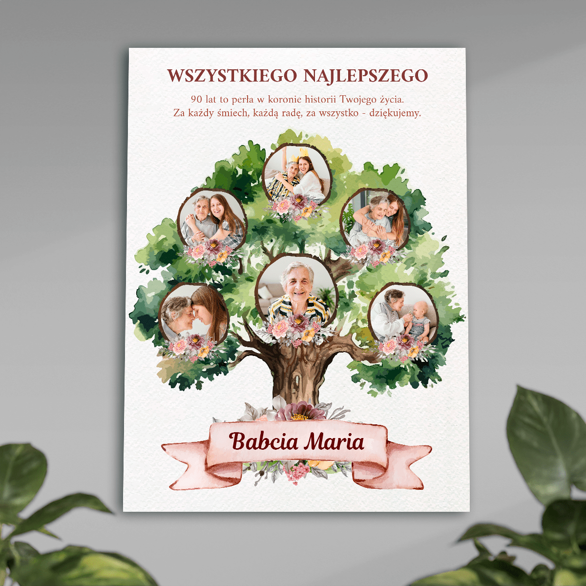 Z okazji Twoich 90 urodzin - plakat, spersonalizowany prezent dla babci - Adamell.pl