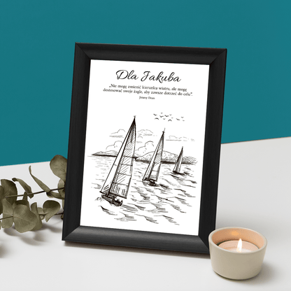 Żagle - Druk na szkle, spersonalizowany prezent dla niego - Adamell.pl