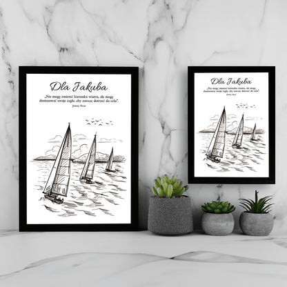 Żagle - Druk na szkle, spersonalizowany prezent dla niego - Adamell.pl