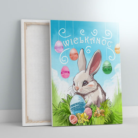 Zajączek wielkanocny - druk na płótnie, spersonalizowany prezent na Wielkanoc - Adamell.pl