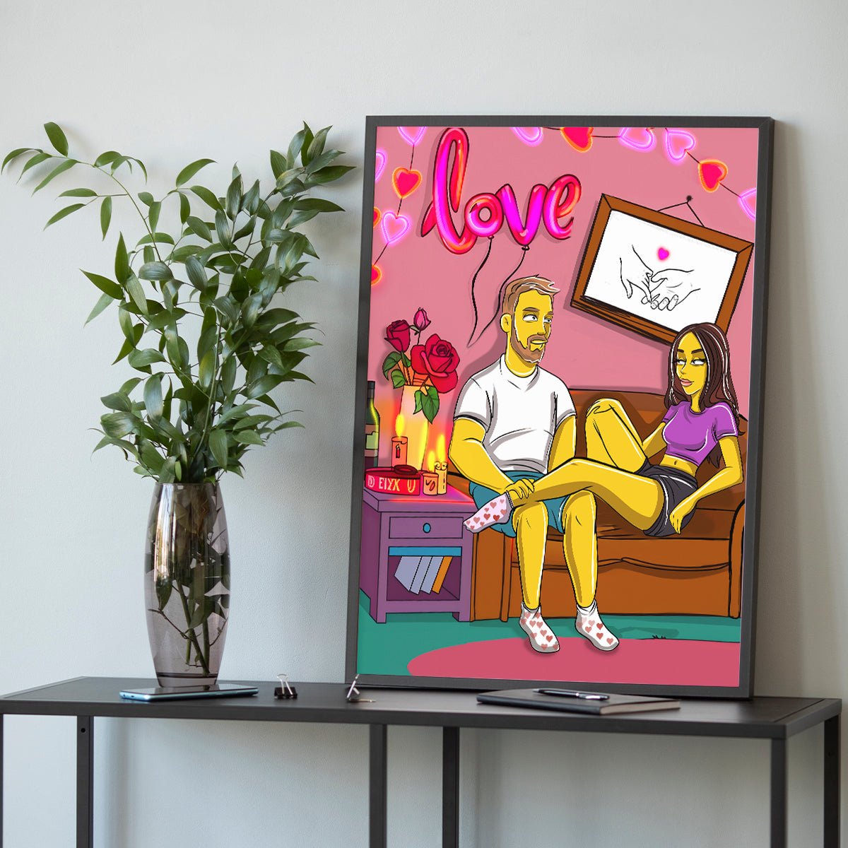 Zakochani Ilustracja - plakat, spersonalizowany prezent dla pary - Adamell.pl