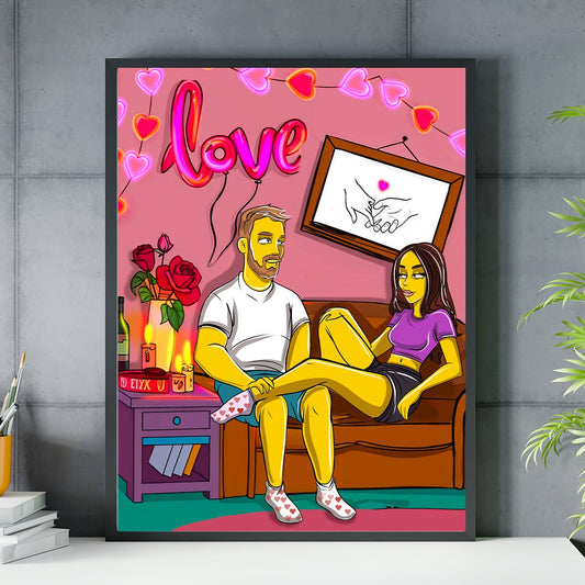 Zakochani Ilustracja - plakat, spersonalizowany prezent dla pary - Adamell.pl