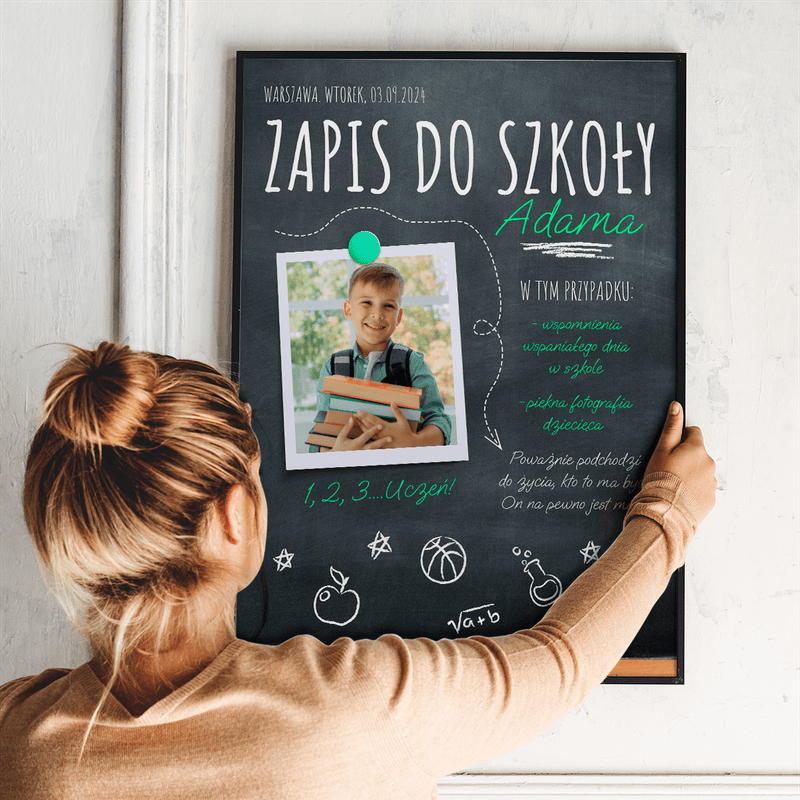 Zapis do szkoły - plakat, spersonalizowany prezent dla dziecka - Adamell.pl