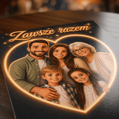 Zawsze Razem w Neonowym Sercu – Personalizowany plakat dla rodziców - Adamell.pl