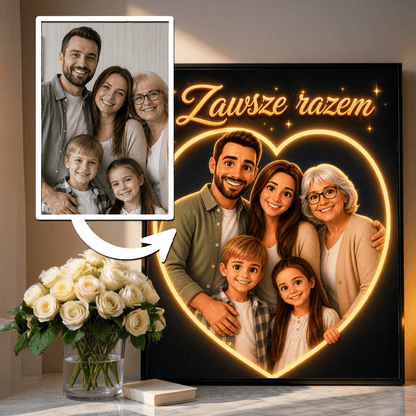 Zawsze Razem w Neonowym Sercu – Personalizowany plakat dla rodziców - Adamell.pl