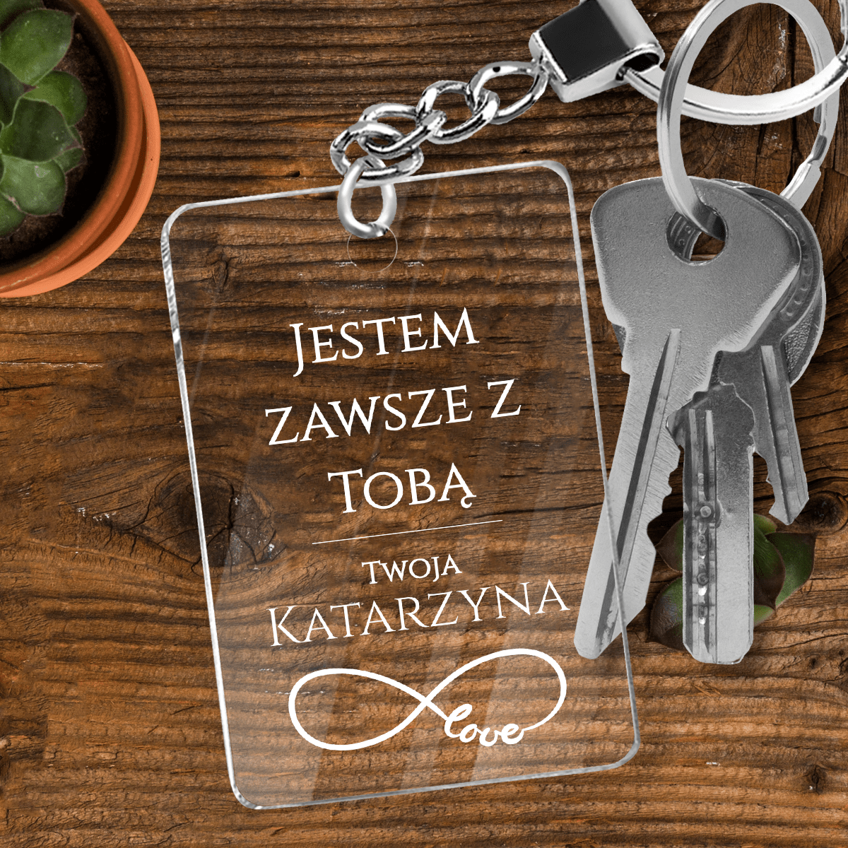 Zawsze z Tobą - brelok do kluczy, spersonalizowany prezent dla niego - Adamell.pl