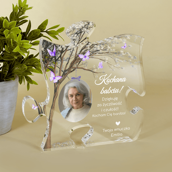 Zdjęcie babci + podziękowania - Druk na szkle - puzzel, spersonalizowany prezent dla babci - Adamell.pl