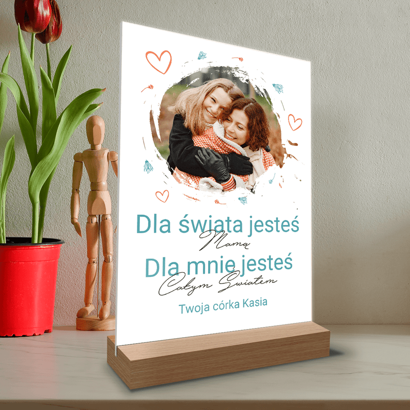 Zdjęcie mamy z córką + tekst - Druk na szkle, spersonalizowany prezent dla mamy - Adamell.pl