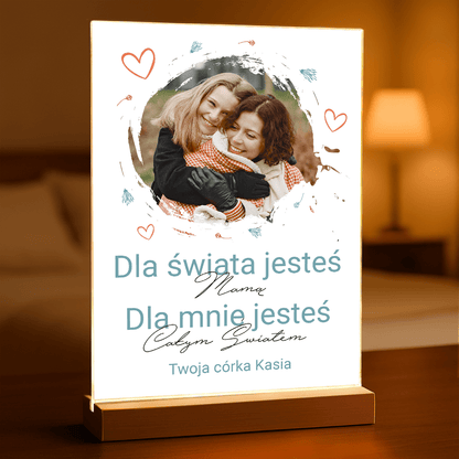 Zdjęcie mamy z córką + tekst - Druk na szkle, spersonalizowany prezent dla mamy - Adamell.pl