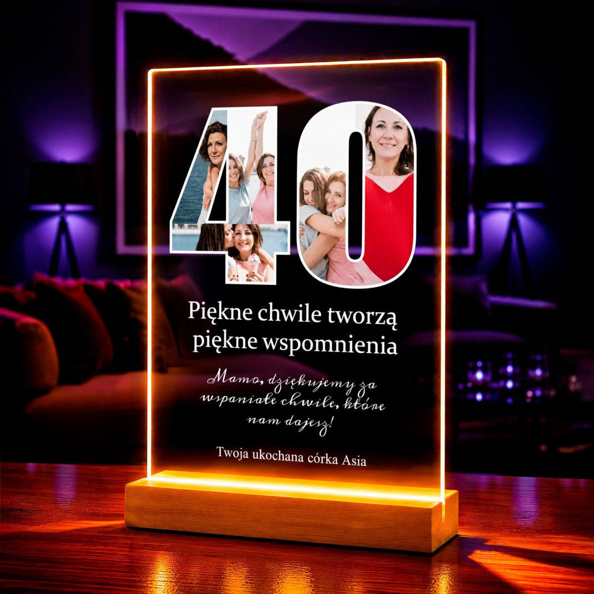 Zdjęcie na szkle akrylowym 40 lat mamy prezent na 40 urodziny - Adamell.pl