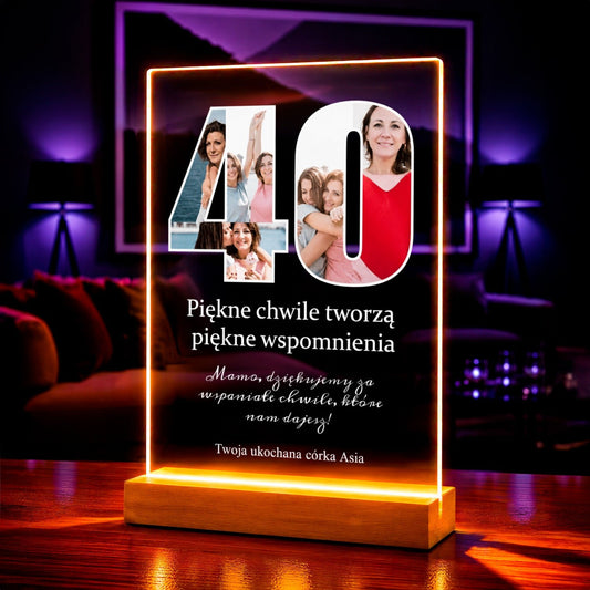 Zdjęcie na szkle akrylowym 40 lat mamy prezent na 40 urodziny - Adamell.pl