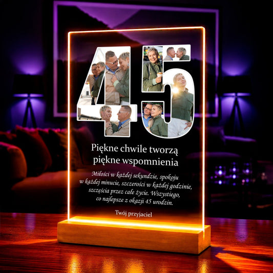 Zdjęcie na szkle akrylowym 45 lat prezent na urodziny - Adamell.pl