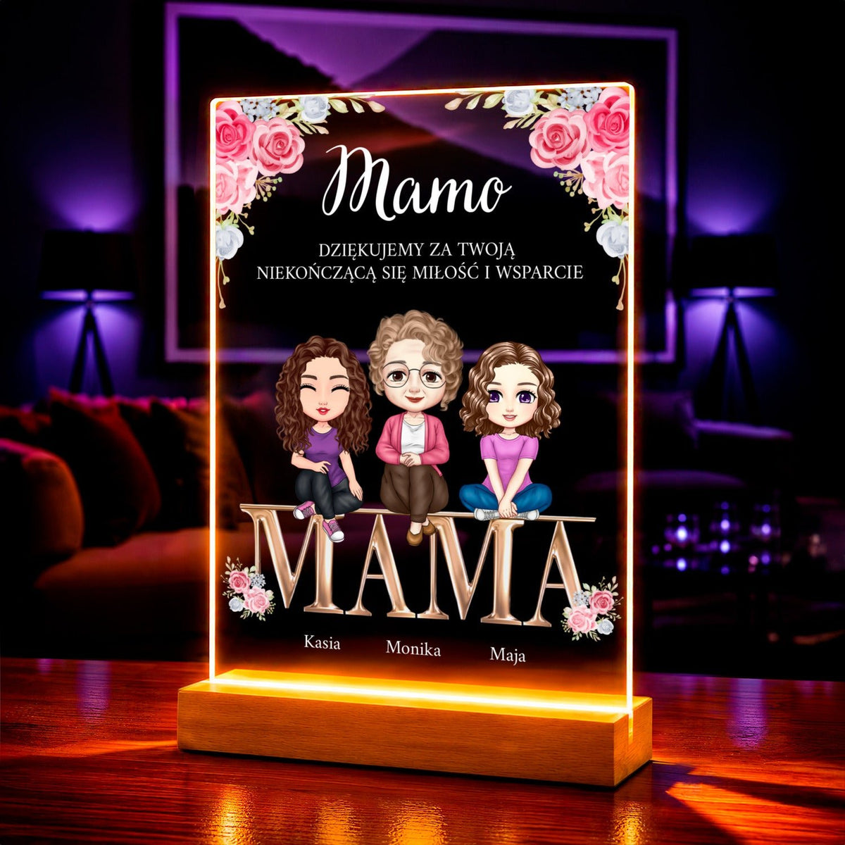 Zdjęcie na szkle akrylowym Clipart Mama córka prezent dla mamy - Adamell.pl