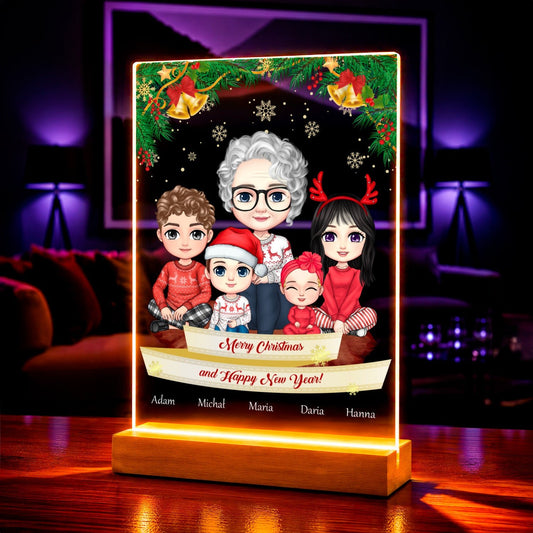 Zdjęcie na szkle akrylowym Clipart zimowy prezent dla babci - Adamell.pl