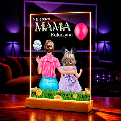 Zdjęcie na szkle akrylowym Mama córką Clipart prezent dla mamy - Adamell.pl