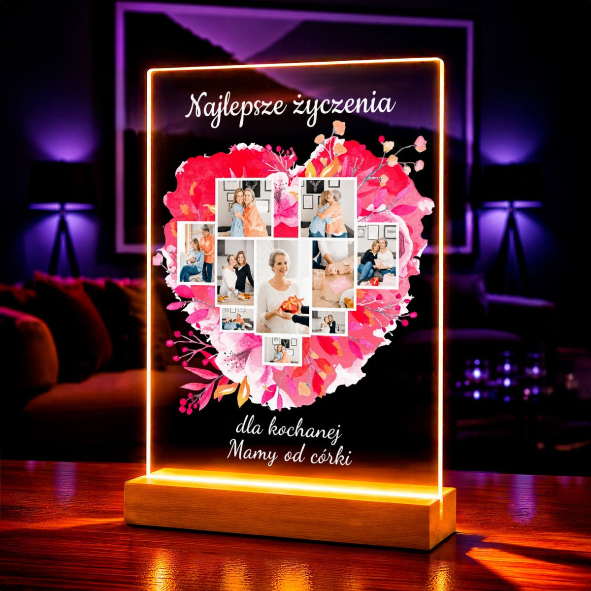 Zdjęcie na szkle akrylowym najlepsze życzenia prezent dla mamy - Adamell.pl