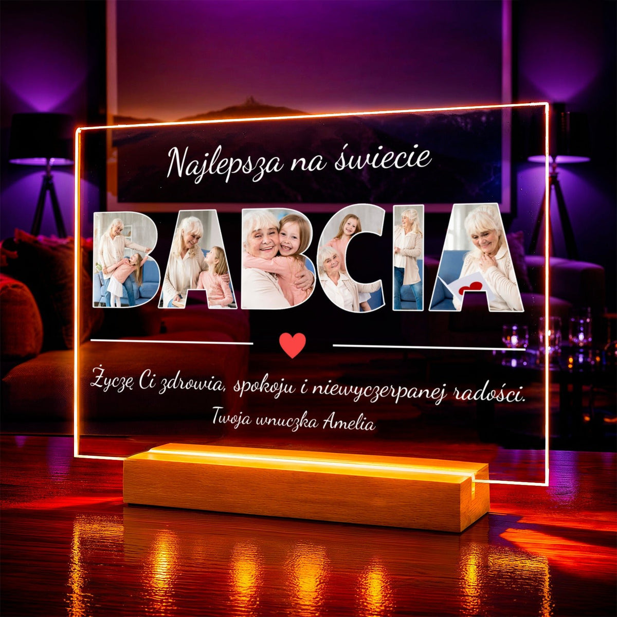 Zdjęcie na szkle akrylowym w prostej oprawie prezent dla babci - Adamell.pl