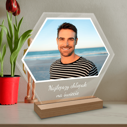 Zdjęcie + napis - Druk na szkle, spersonalizowany prezent dla niego - Adamell.pl