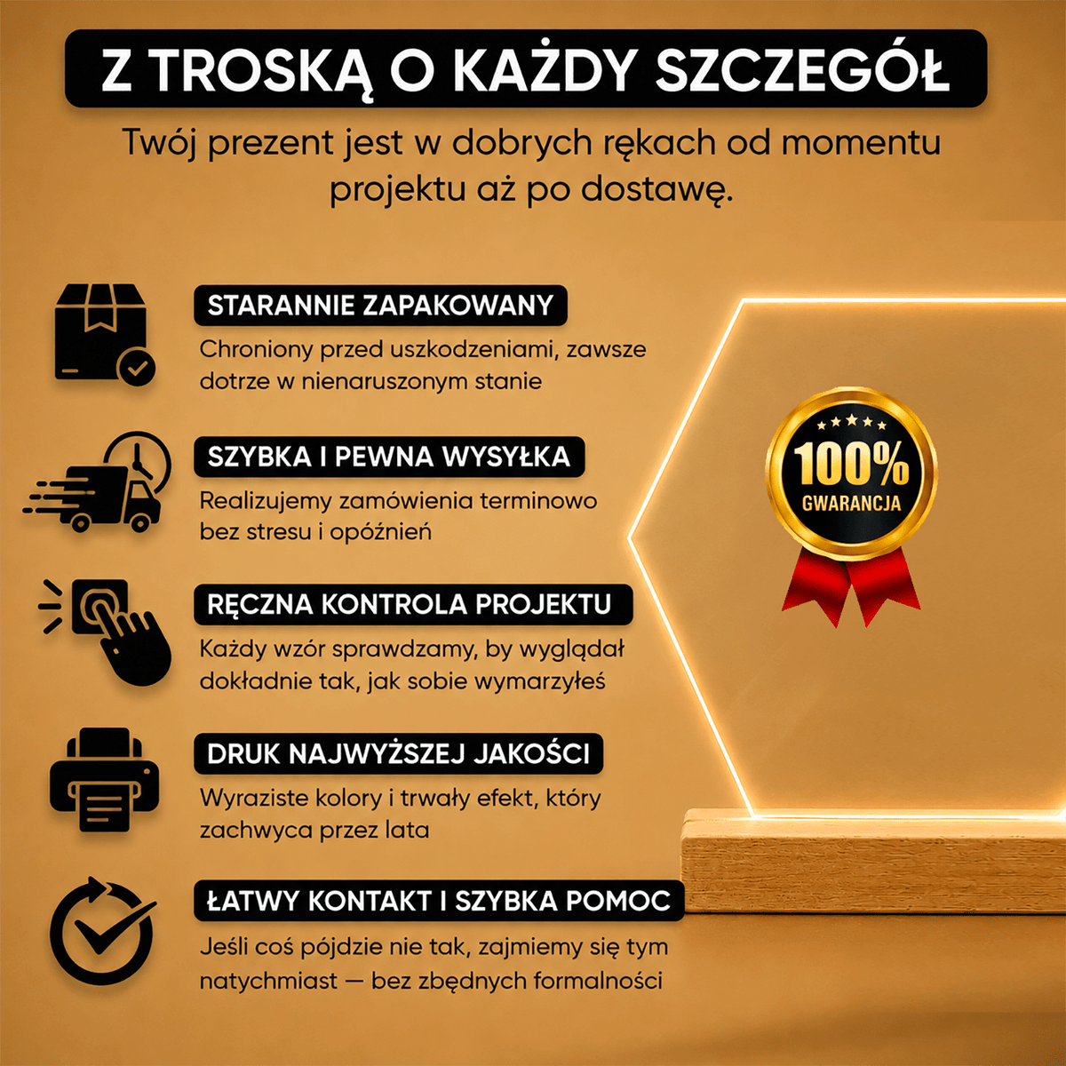 Zdjęcie + napis - Druk na szkle, spersonalizowany prezent dla niego - Adamell.pl