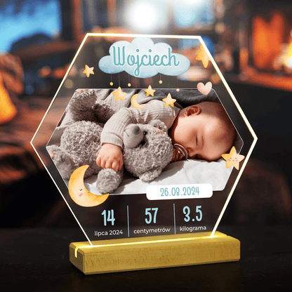 Zdjęcie noworodka + metryczka - Druk na szkle, spersonalizowany prezent dla dziecka - Adamell.pl