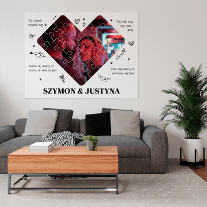 Zdjęcie puzzle + cytaty - druk na płótnie, spersonalizowany prezent dla pary - Adamell.pl