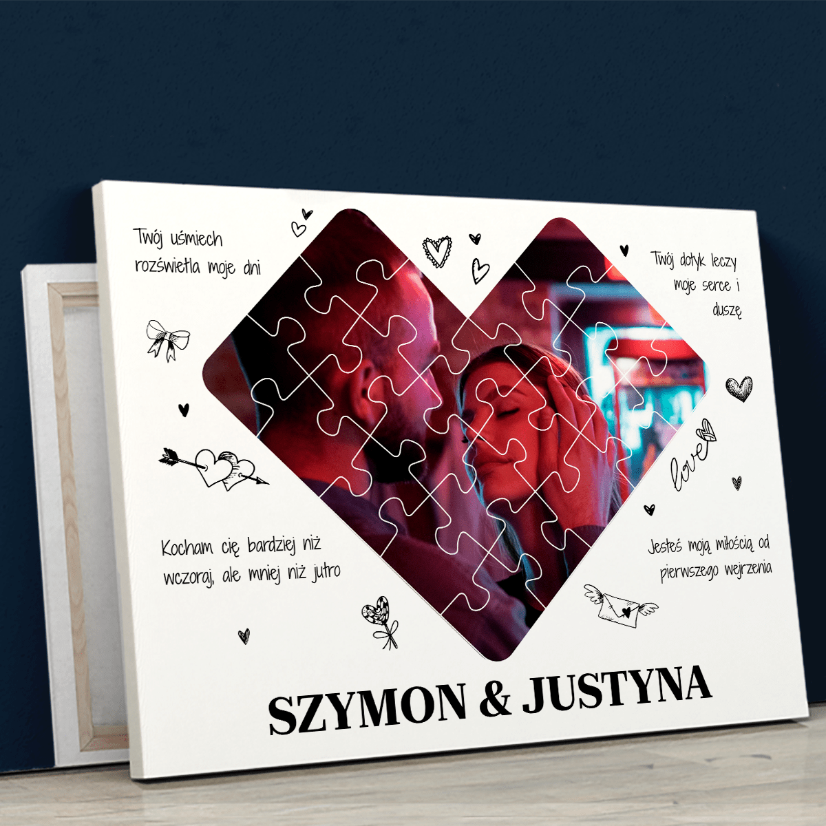Zdjęcie puzzle + cytaty - druk na płótnie, spersonalizowany prezent dla pary - Adamell.pl