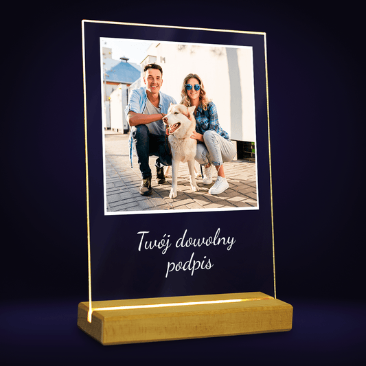 Zdjęcie z dowolnym podpisem - Druk na szkle, spersonalizowany prezent - Adamell.pl