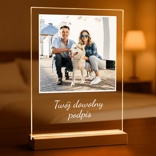 Zdjęcie z dowolnym podpisem - Druk na szkle, spersonalizowany prezent - Adamell.pl