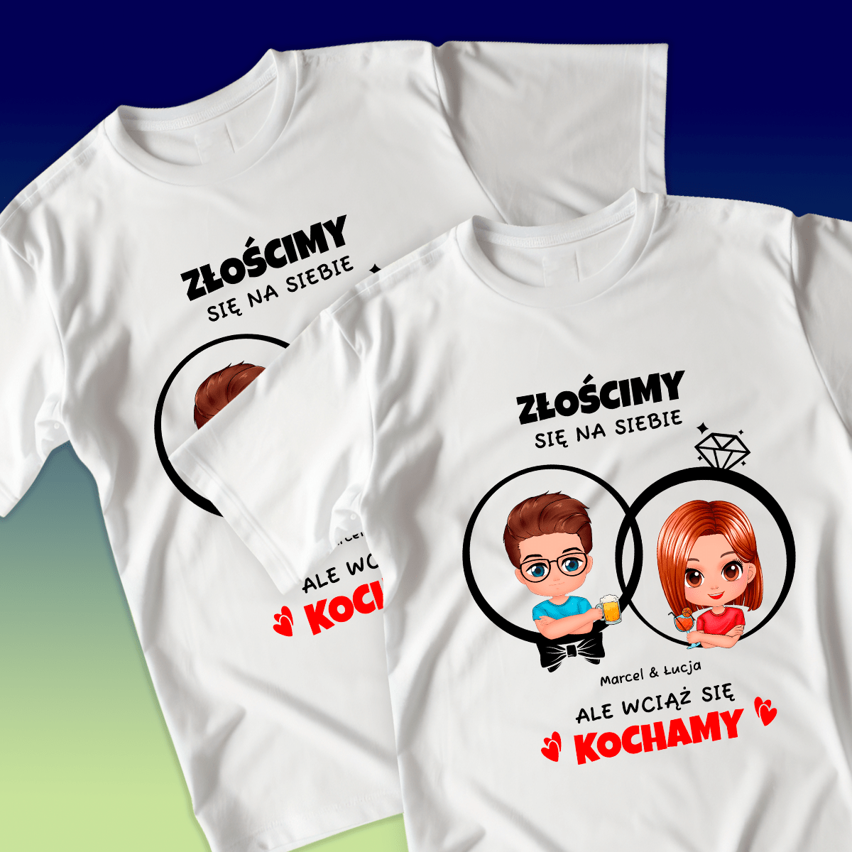 Zestaw 2 koszulek KOCHAMY SIĘ - spersonalizowany prezent dla pary - Adamell.pl