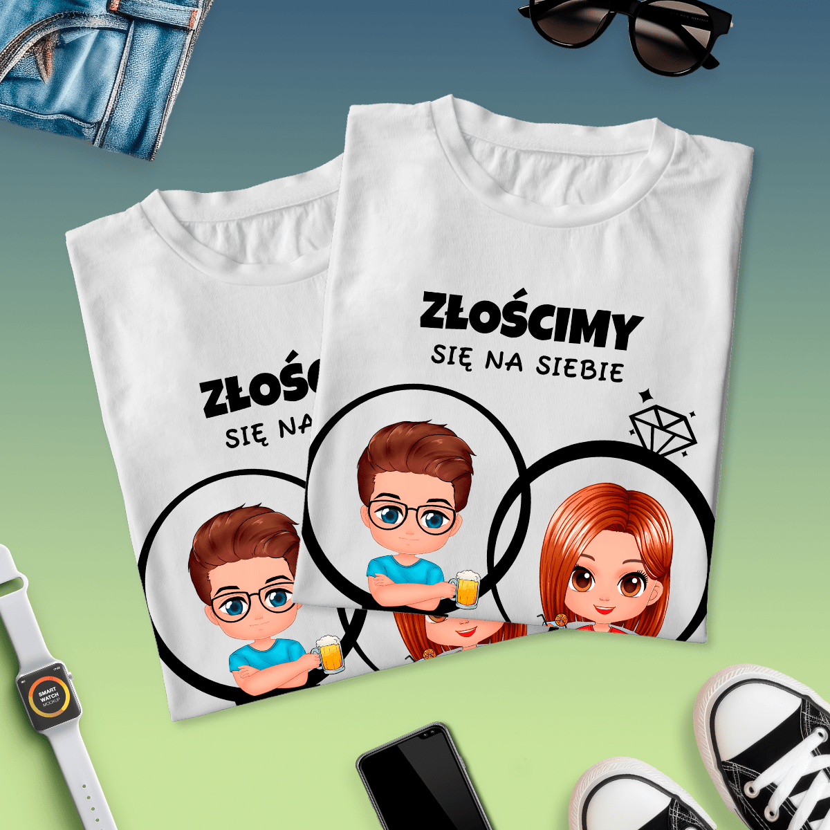 Zestaw 2 koszulek KOCHAMY SIĘ - spersonalizowany prezent dla pary - Adamell.pl