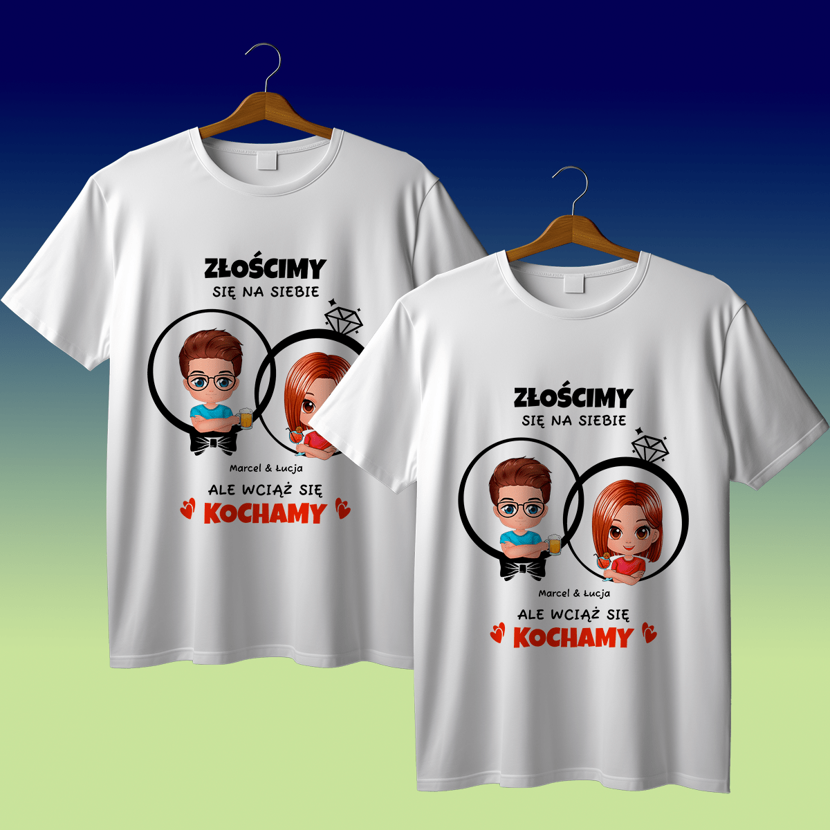 Zestaw 2 koszulek KOCHAMY SIĘ - spersonalizowany prezent dla pary - Adamell.pl