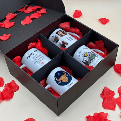 Zestaw NAJLEPSZY CHŁOPAK - 4 x kubek z nadrukiem, spersonalizowany prezent dla mężczyzny - Adamell.pl