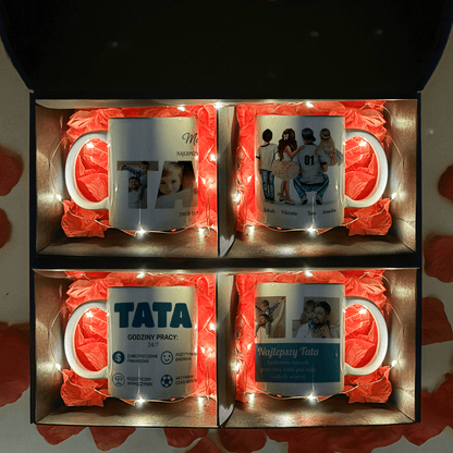 Zestaw TATA - 4 x kubek z nadrukiem, spersonalizowany prezent dla taty - Adamell.pl