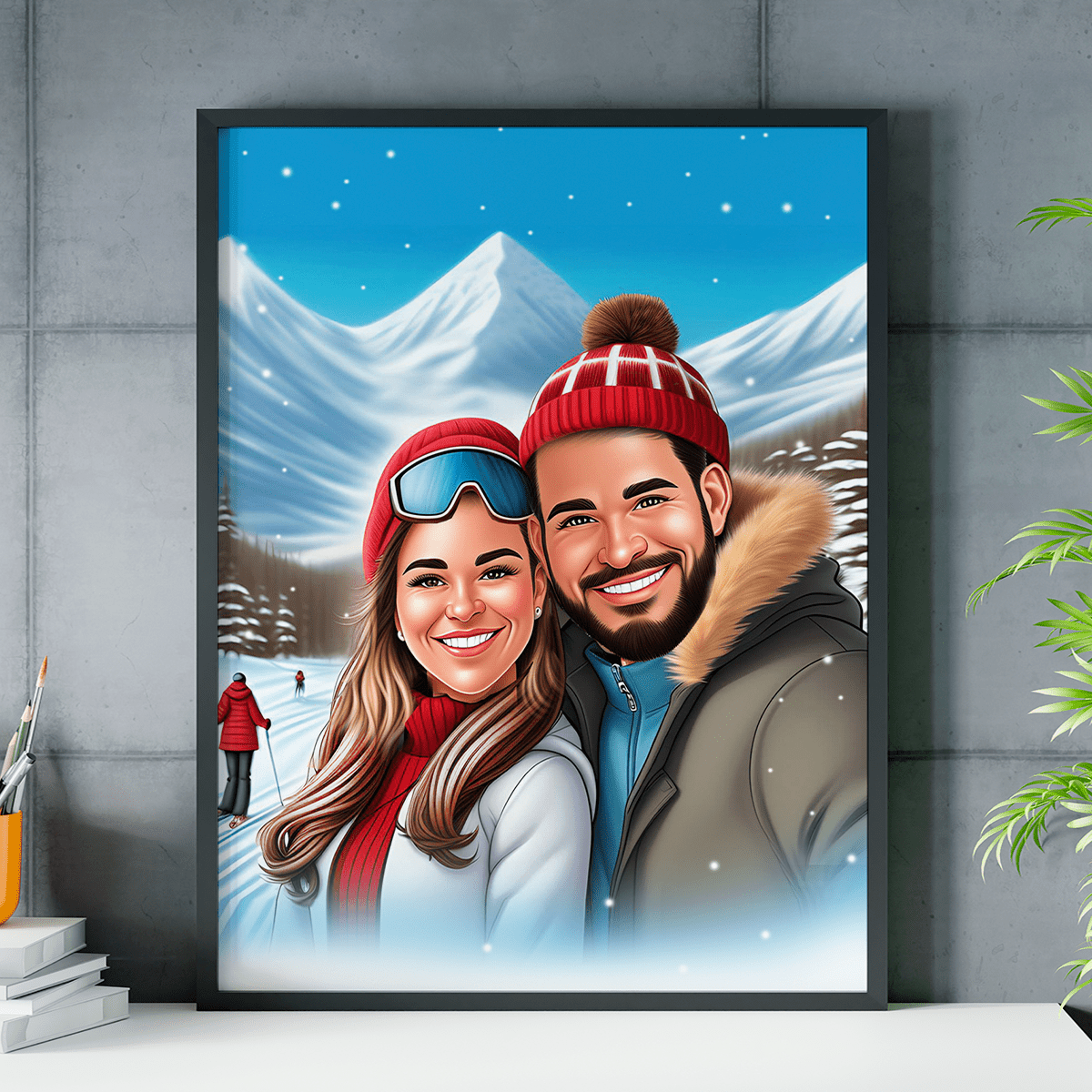 Zimowa para - plakat, spersonalizowany prezent dla pary - Adamell.pl
