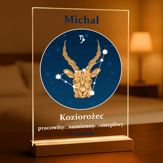 Znak zodiaku - Druk na szkle, spersonalizowany prezent dla niego - Adamell.pl