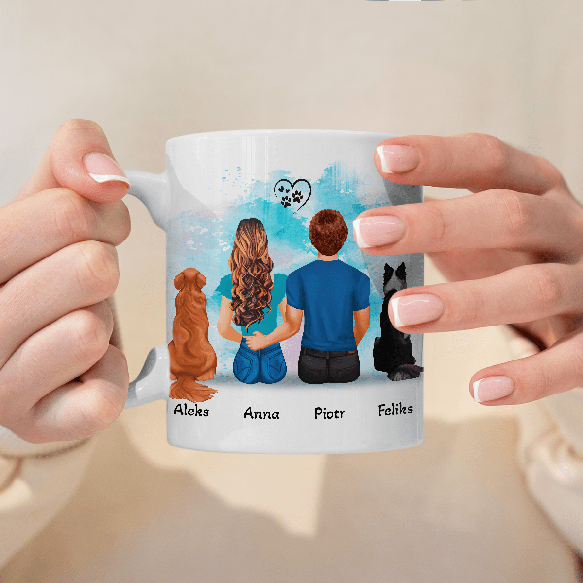 Życie z psami jest lepsze - 1x Kubek z nadrukiem, spersonalizowany prezent dla miłośnika psów - Adamell.pl