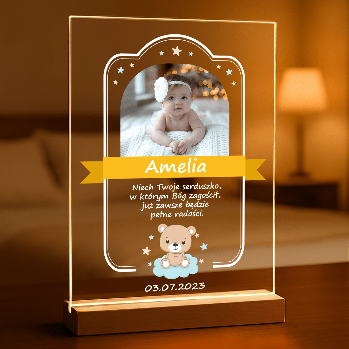 Życzenia dla dziecka - Druk na szkle, spersonalizowany prezent dla dziecka - Adamell.pl