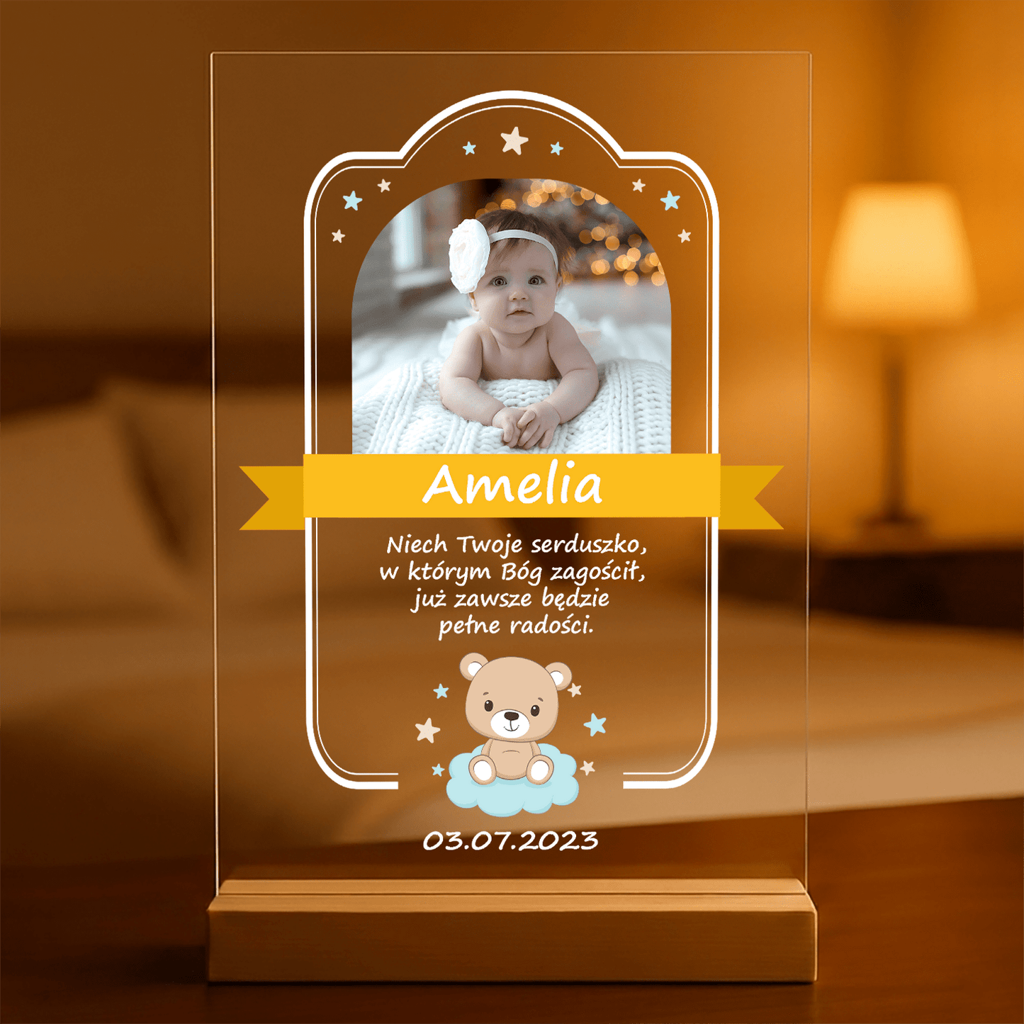 Życzenia dla dziecka - Druk na szkle, spersonalizowany prezent dla dziecka - Adamell.pl