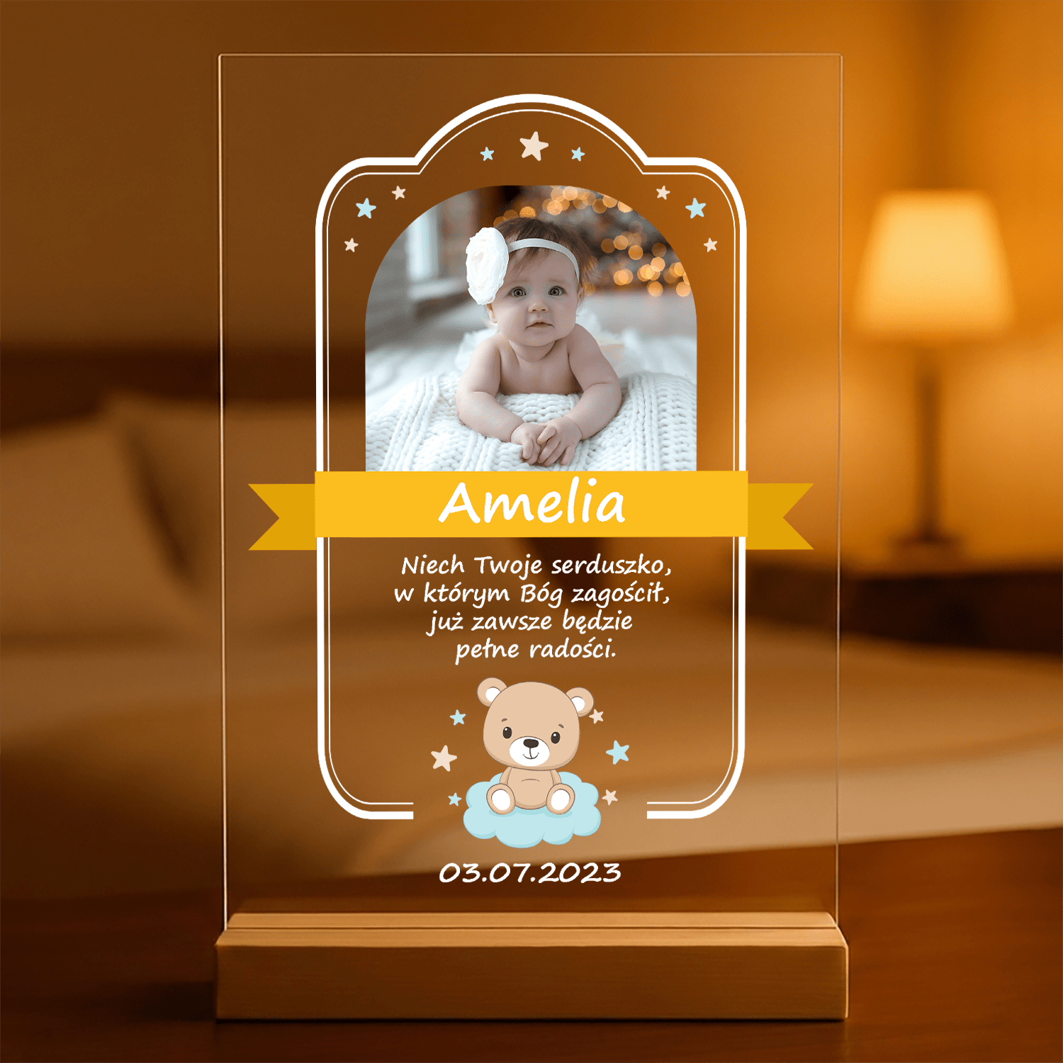 Życzenia dla dziecka - Druk na szkle, spersonalizowany prezent dla dziecka - Adamell.pl