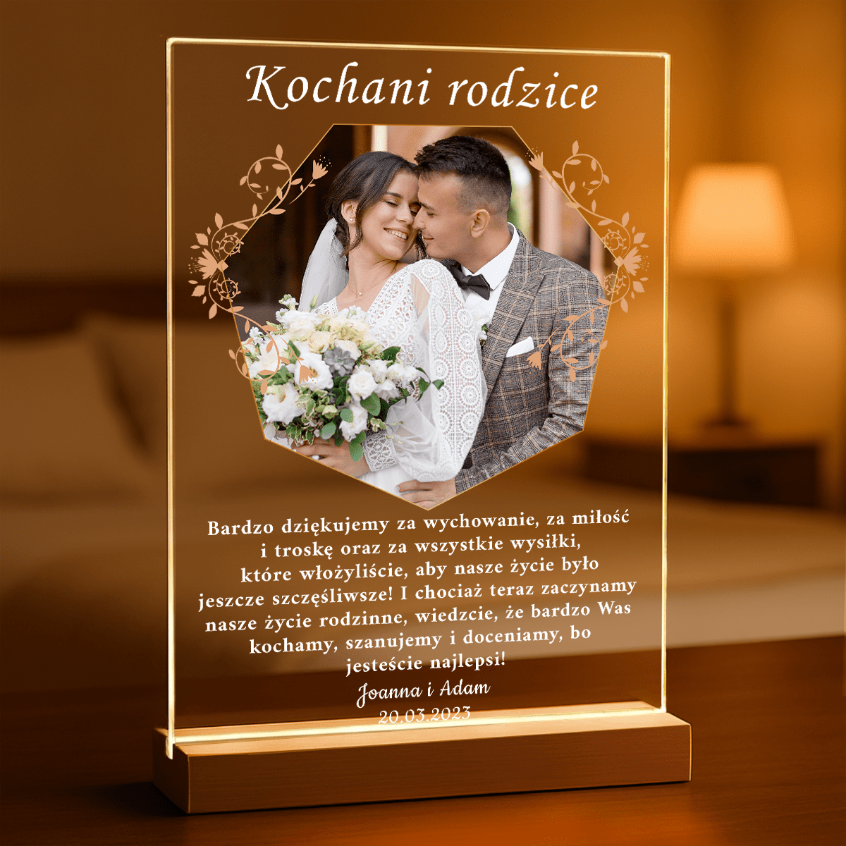 Życzenia dla rodziców + zdjęcie - Druk na szkle, spersonalizowany prezent dla rodziców - Adamell.pl