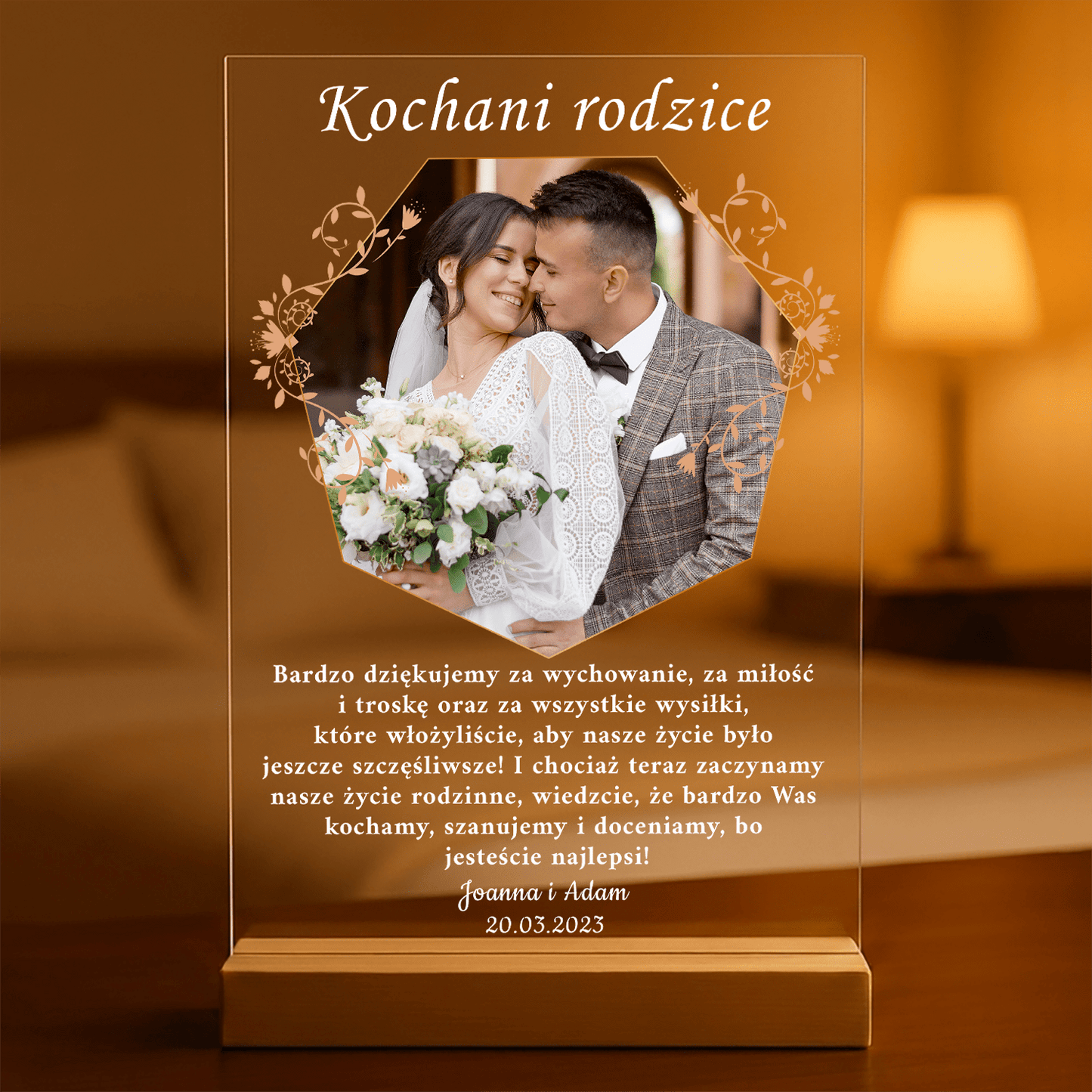 Życzenia dla rodziców + zdjęcie - Druk na szkle, spersonalizowany prezent dla rodziców - Adamell.pl