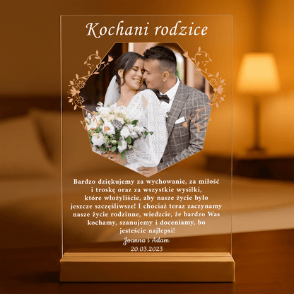 Życzenia dla rodziców + zdjęcie - Druk na szkle, spersonalizowany prezent dla rodziców - Adamell.pl
